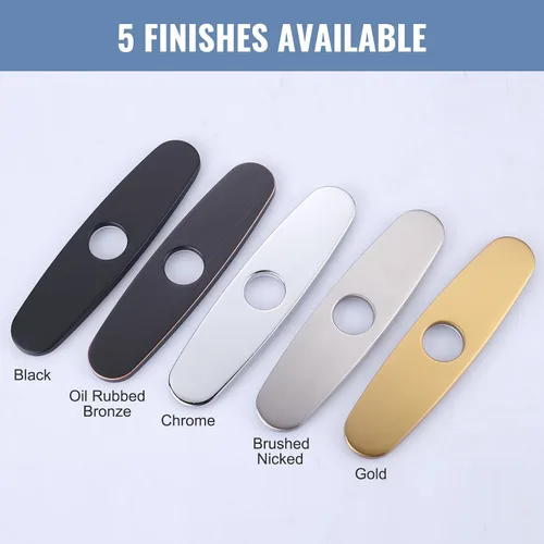 Vista 2 de WOWOW Placa de grifo, cubierta de fregadero de cocina, placa de acero inoxidable para 1 o 3 agujeros, baño o cocina, grifo mezclador, 10 pulgadas