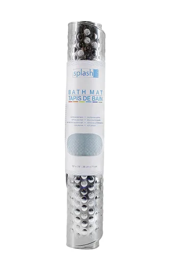 Vista 5 de Splash Home Tapete metálico antideslizante para tina, tapete de ducha con ventosas y agujeros de drenaje, tapete de baño para bañera, 28 pulgadas