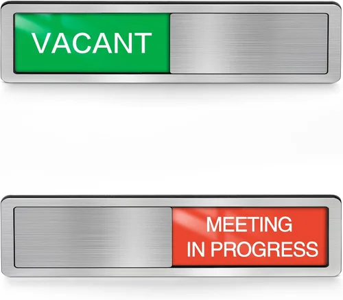 Vista 17 de Letrero magnético para puerta con texto en inglés «Do Not Disturb», «Please Knock» para puertas, reunión en progreso, trabajo desde casa, en una