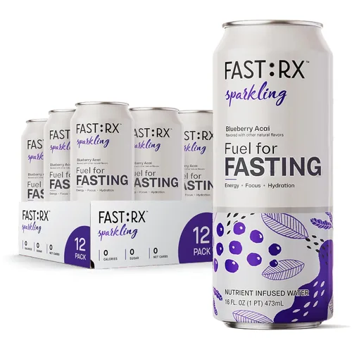 Vista 2 de FAST:RX Bebida de electrolitos en ayunas, hidratación sin azúcar, cero calorías, con vitaminas y minerales, ayuno intermitente y ceto, arándanos