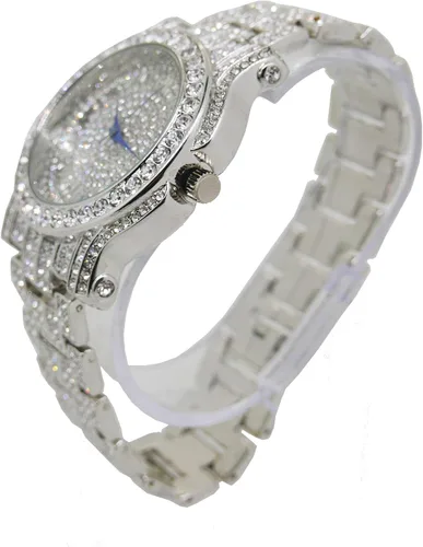 Vista 7 de Bling Hip Hop - Colgante de lujo cubierto con diamantes de imitación transparentes, pulsera cubana helada y juego de regalo de anillo brillante