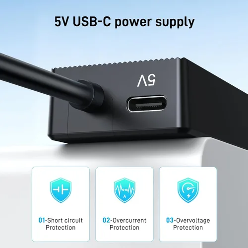 Vista 4 de Hub USB 4 puertos, múltiples concentradores USB 3.0, divisor USB-A para laptop con puerto de alimentación tipo C, extensor para un puerto portátil