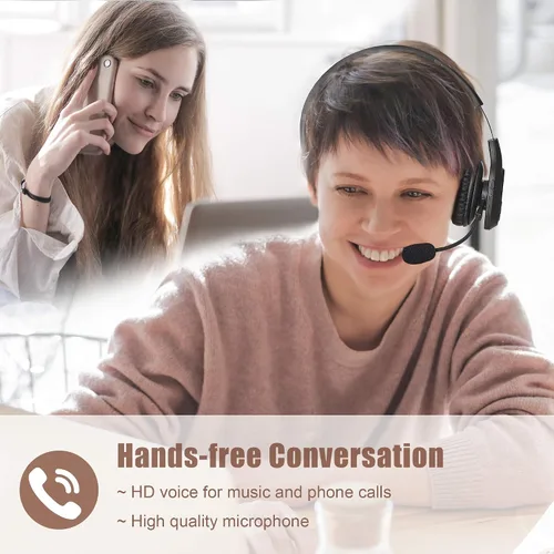 Vista 7 de Trucker Auriculares Bluetooth V5.0, Auriculares Inalámbricos con Cancelación de Ruido y Micrófono Silenciador para Teléfonos Celulares, Auriculares