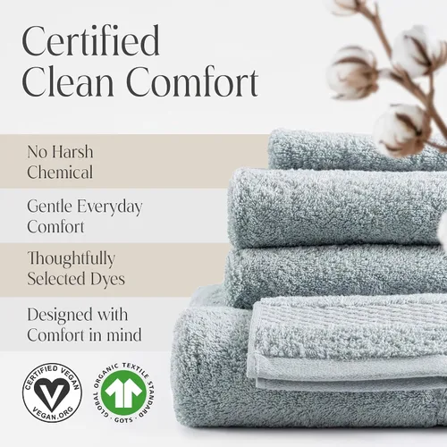 Vista 5 de Delilah Home Toallas de baño de algodón turco, suaves y absorbentes, 100% orgánicas, tejido grueso de 700 GSM, suaves para pieles sensibles, 6