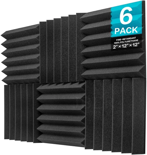 Vista 24 de JBER Paquete de 12 paneles de espuma acústica, paneles de espuma con aislamiento de sonido de 1 x 12 x 12 pulgadas para paredes, cuñas