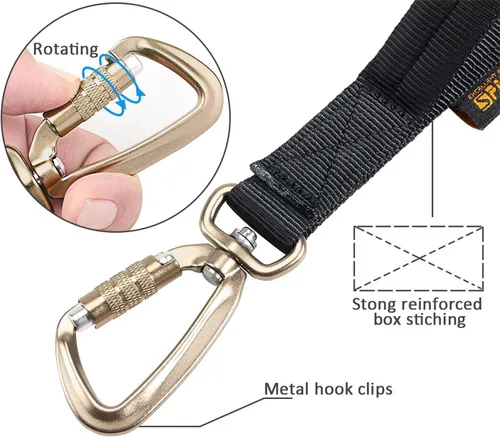 Vista 5 de EXCELLENT ELITE SPANKER Correa táctica militar para perro, clips de gancho de aluminio espaciales, correa elástica para perro con 2 asas de control