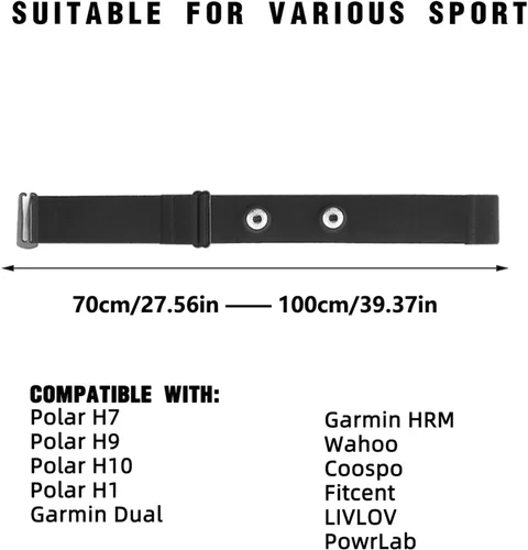 Vista 5 de Comfortable Replacement Strap Elastic Silicone Chest Strap Adjustable Length Silicone Texture for Training Monitors Heart Rate Monitor Belt