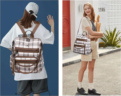 Vista 66 de Bolsos mochila monedero de piel sintética para mujer, bolsas con zíper, mochilas de hombro casuales