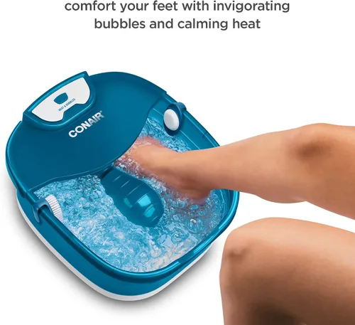 Vista 3 de Conair Bañera de spa para pies de pedicura con calor que alcanza los 104 grados, rodillos de masaje para pies, burbujas relajantes, piedra pómez