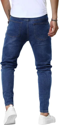Vista 4 de Woenzaia Jeans para Hombre Slim Fit Skinny Denim Elásticos Cónicos