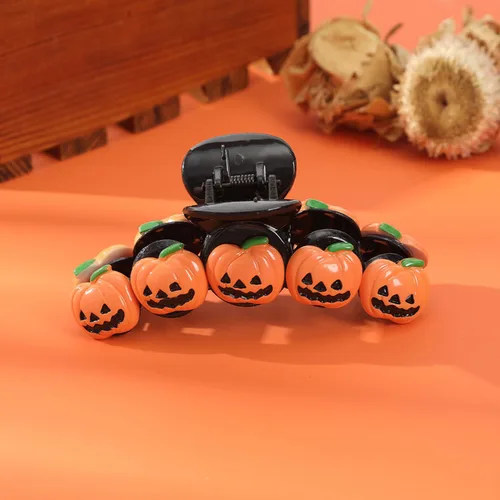 Vista 3 de Pinzas para el pelo de calabaza de Halloween, bonito diseño para cabello grueso, accesorios antideslizantes para mujeres y niñas