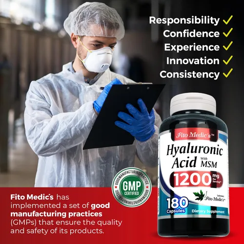 Vista 6 de FITO MEDIC'S Laboratorio Ácido hialurónico Cápsulas de ácido hialurónico con MSM, 180 Cápsulas Acido hialurónico