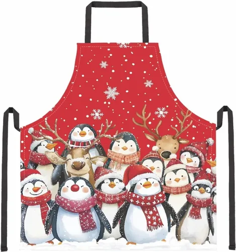 Vista 140 de Dreaweet Delantal de cocina unisex con cuello ajustable de Navidad