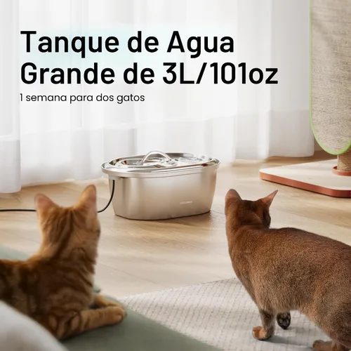 Vista 6 de PETLIBRO Stainless Steel Cat Water Fountain, 101oz/3L Automatic Water Dispenser for Cats Indoor, Quiet Pet Water Dispenser with 2 Filters
