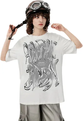 Vista 2 de Aelfric Eden Camisetas gráficas metálicas para hombre, camisetas de gran tamaño Y2k, camisetas vintage unisex para verano