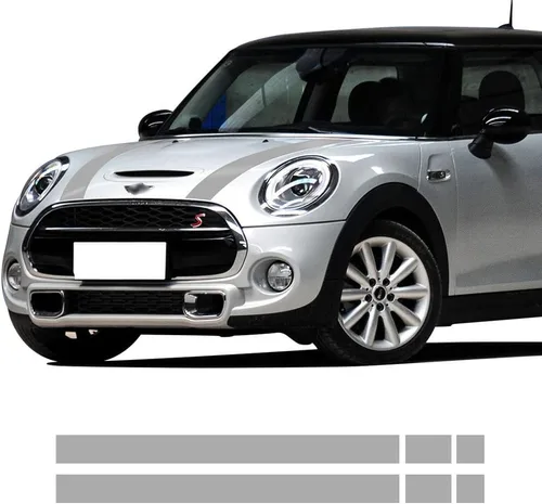 Vista 8 de Calcomanía de vinilo para capó de coche, diseño de rayas para Mini Cooper F55 2015 2016 f56 2014-2016 (negro brillante)