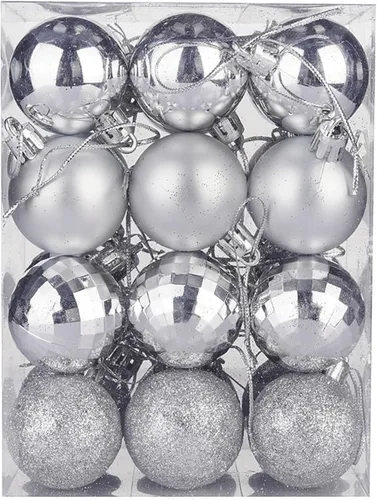 Vista 8 de Esferas colgantes para árbol de Navidad, 24 adornos irrompibles, plástico de 1.6 pulgadas, irrompible, Navidad, boda, fiesta, vacaciones, Negro