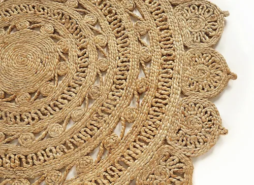 Vista 4 de GRUHUM Alfombra de Área de Yute Tejida a Mano de 3 pies de Fibra Natural Redonda Boho Rústica de Granja Vintage Suave Trenzada Reversible