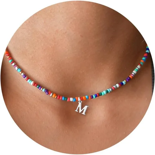 Vista 47 de Yoosteel Regalos de San Valentín para niños, adolescentes y niñas, collares con iniciales de cuentas coloridas para mujeres y niños, joyería