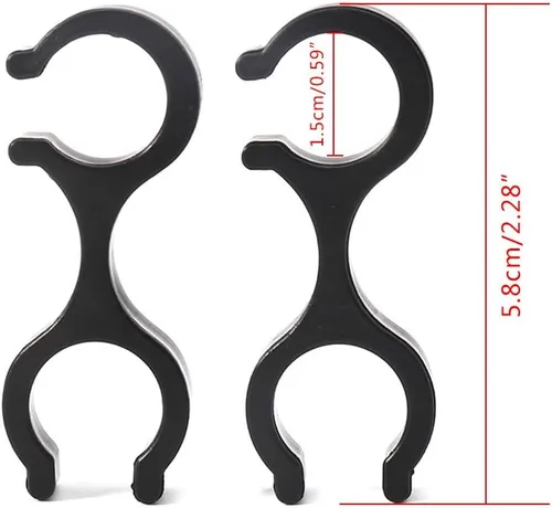 Vista 5 de Clips de senderismo, 2 piezas de abrazaderas de trekking de goma en forma de 8 varillas dobles conector de hebilla para senderismo al aire libre