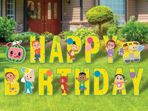 Vista 14 de Carteles de feliz cumpleaños de Blue's Clues con estacas de metal, letras de 16