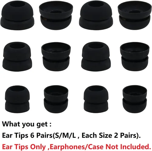 Vista 5 de JNSA Almohadillas compatibles con Beats Studio Buds, 6 pares de auriculares de silicona de doble brida para auriculares de repuesto para Beats