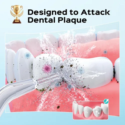 Vista 3 de COSLUS Irrigador Dental Avanzado: 2 Modos y 12 Ajustes de Presión Eléctrico para Ortodoncia, Aparatos, Encías Sensibles - Uso Doméstico, 5 Puntas