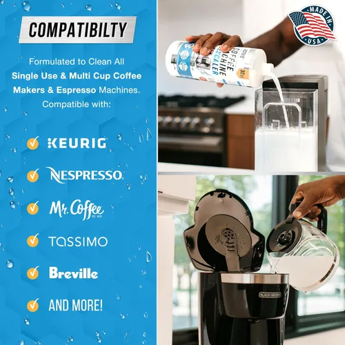 Vista 7 de ACTIVE Limpiador de destilador y descalcificador de máquina de café, incluye polvo de limpieza de destilador de 2 libras y líquido de limpieza