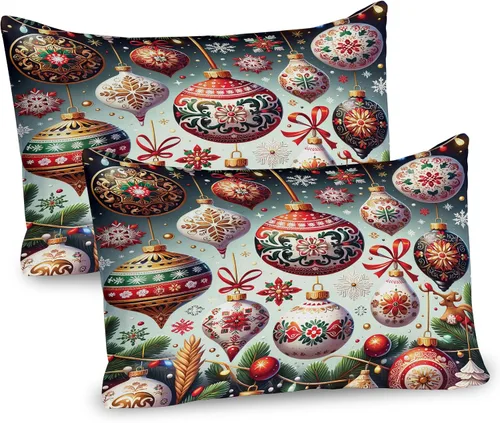 Vista 40 de Lunarable Juego de 2 fundas para almohada de otoño, tema vintage otoñal con estilo granja, ilustración de flores silvestres, artículo de cama