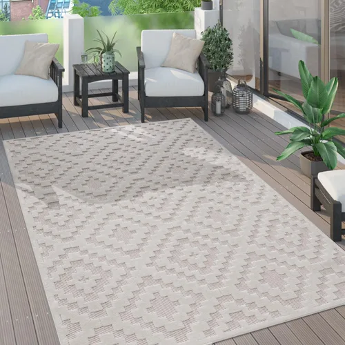 Vista 16 de Paco Home Alfombra para interiores y exteriores con patrón geométrico enrejado en antracita, tamaño: 2' x 3'3