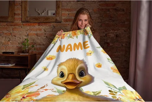 Vista 5 de Manta de pato bonita y personalizada, mantas suaves de franela acogedora y ligera, regalo perfecto para cama, sofá, sofá, 50 x 40 pulgadas, pequeña