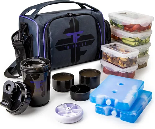 Vista 11 de ThinkFit Lonchera térmica para comida preparada con 6 contenedores para porciones de alimentos sin BPA, reutilizables, aptos para microondas