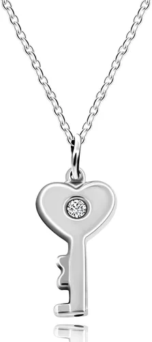 Vista 4 de Uloveido Juego de collar con colgante de llave de acero de titanio y pulsera cuadrada para parejas, regalos de valetines, Metal, circonita cúbica
