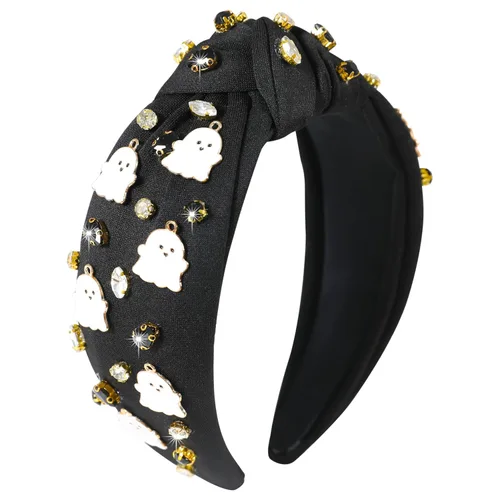 Vista 28 de Diademas de fantasma de Halloween para mujer, diadema de araña espeluznante con cuentas de diamantes de imitación de cristal, accesorios