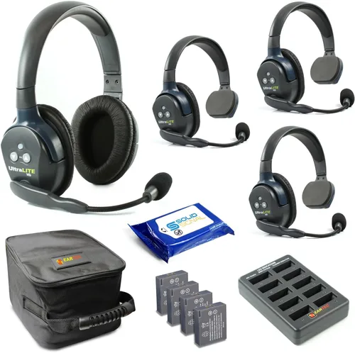 Vista 5 de Eartec UL2SD Ultralite - Auriculares inalámbricos de dúplex completo para 2 usuarios - 1 auricular de una sola oreja y 1 auricular de doble oreja