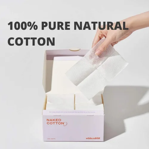 Vista 6 de White Rabbit Naked Cotton Textured - Almohadillas de algodón perforado sin blanquear para tónico, eliminación de maquillaje y máscaras Sin pelusa