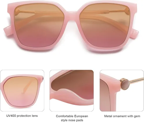 Vista 4 de SOJOS Gafas de sol cuadradas de moda para mujer, lentes de protección UV para mujer, gafas de sol SJ2196