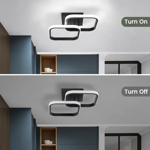 Vista 4 de CANEOE Lámpara LED de techo de pasillo de 15.75 pulgadas, lámpara de techo LED moderna cuadrada de 6000 K, lámpara de techo negra de 25 W para Negro