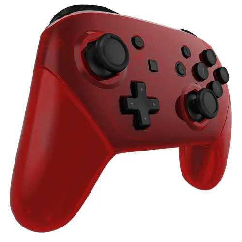 Vista 6 de eXtremeRate Manijas de placa trasera octogonal de color rojo transparente para Nintendo Switch Pro Controller - Controlador no incluido