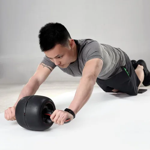 Vista 4 de Rueda de rodillo de abdominales, ejercicio abdominal, entrenador de núcleo, equipo de entrenamiento de rebote automático para fortalecer