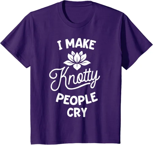 Vista 27 de Camiseta divertida de terapia de masaje I Make Knotty People Cry, Negro, S