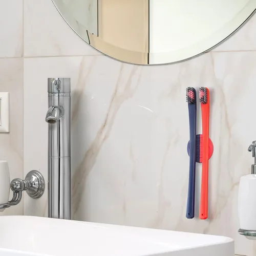 Vista 6 de Linkidea Cepillo de dientes manual con soporte magnético para cepillos de dientes, juego de soporte para cepillos de dientes para parejas, cepillo