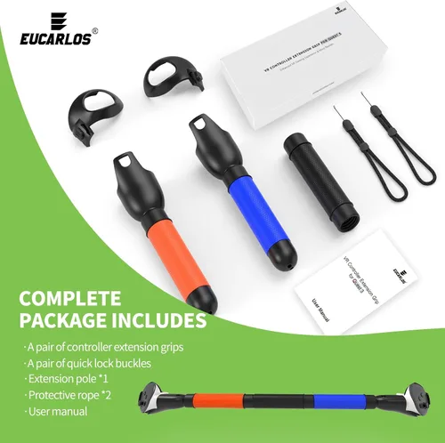 Vista 7 de EUCARLOS Handle Attachments for Quest 3 Controller Accessories, Long Arms Grips Compatible with MetaOculus Quest 3 VR Games, Dual Handles Extension