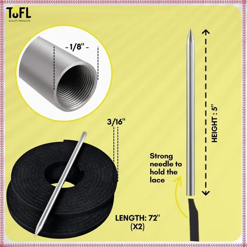 Vista 4 de TOFL Kit de encaje para guantes de sóftbol y béisbol Kit de reparación de cordones de guante de encaje 2 cordones de cuero con aguja de cordones