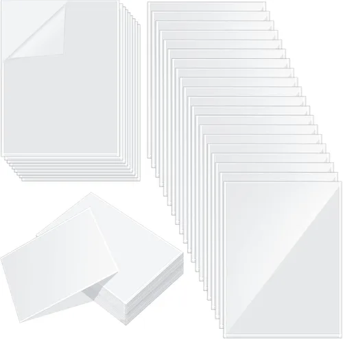 Vista 9 de Gueevin 100 unidades de 2 x 3.5 pulgadas, bolsillos autoadhesivos para exhibición, fundas de papel transparente para pared y puerta, protector
