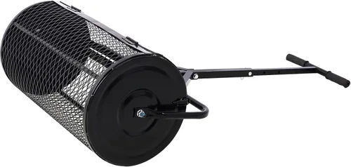 Vista 7 de Esparcidor de compost, rodillo esparcidor de estiércol de turba de 24 pulgadas con mango ajustable en forma de T, esparcidor de malla metálica