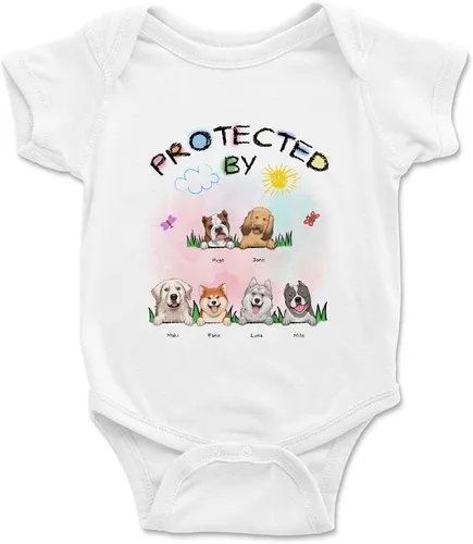 Vista 10 de Gossby Enterizo personalizado para bebé niña niño – Regalo personalizado ropa de bebé con diseño de perro – 0-24 meses – 4
