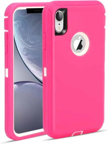 Vista 10 de MAXCURY Funda para iPhone XR, funda protectora de cuerpo completo resistente con absorción de golpes para iPhone 10R, parachoques de PC duro +