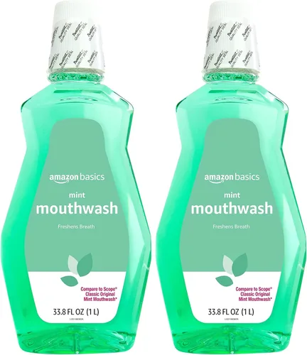 Vista 6 de Amazon Basics Enjuague bucal Fresh Breath para el mal aliento, menta refrescante, sabor limpio, 33.8 fl oz (anteriormente Solimo)
