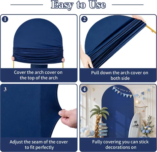 Vista 73 de Baby Blue Arch Backdrop Cover, 6FT Spandex Fitted Wedding Arch Stand Covers Round Top Chiara Backdrop Cover for Birthday Party Ceremony Banquet Azul